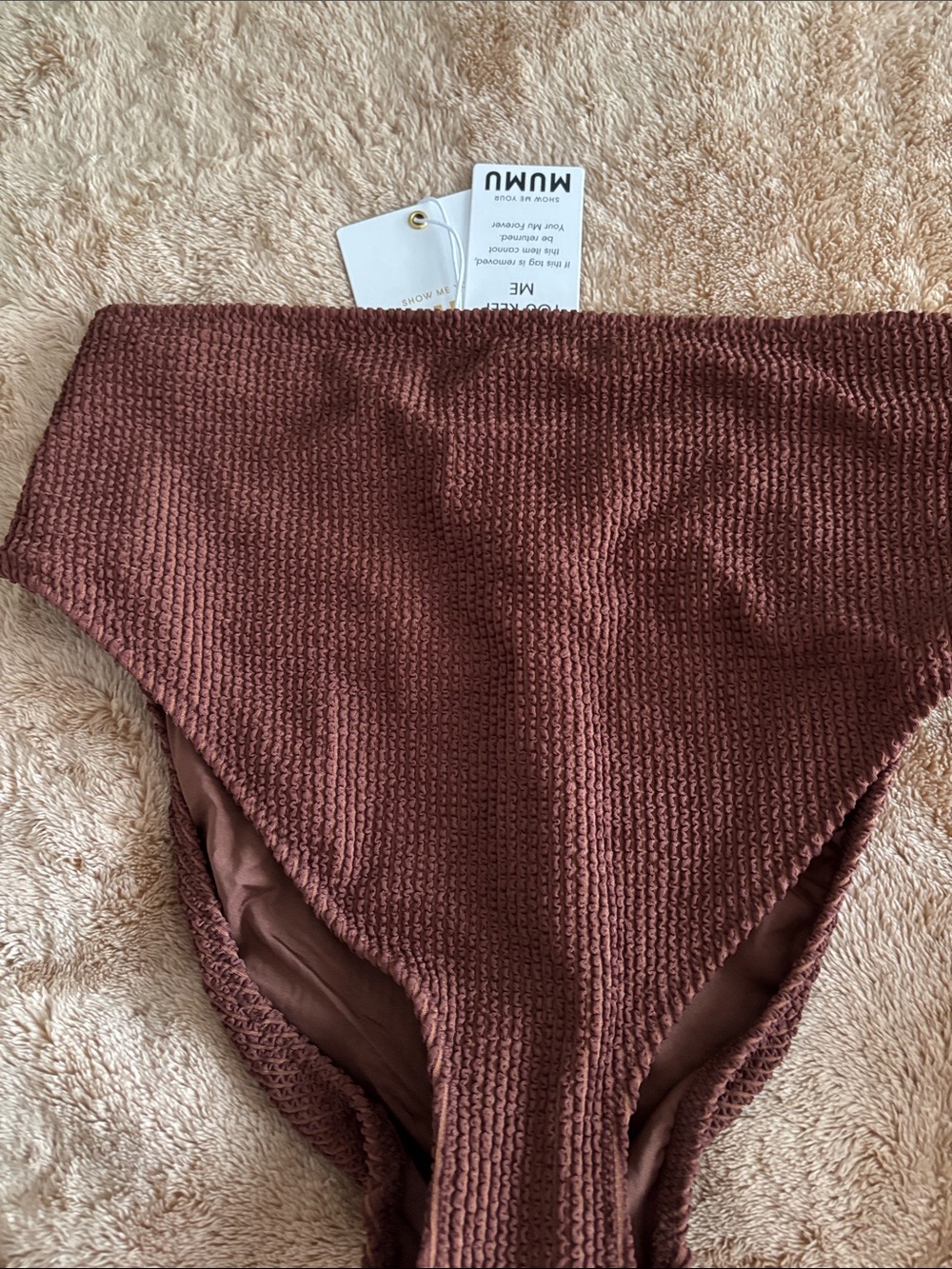 Show me your Mumu High-Waist Ribbed Bottoms in Chocolate Brown
